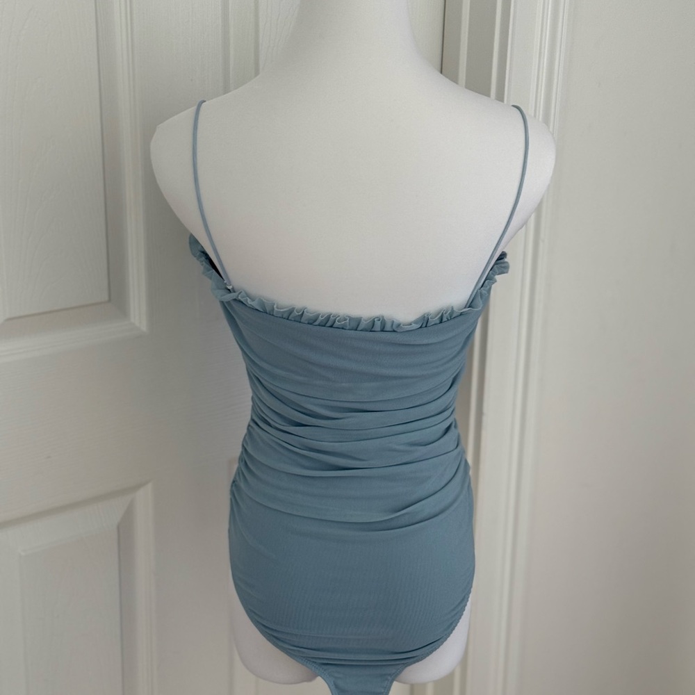 American Threads Blue Ruched Bodysuit - Picture 2 of 2